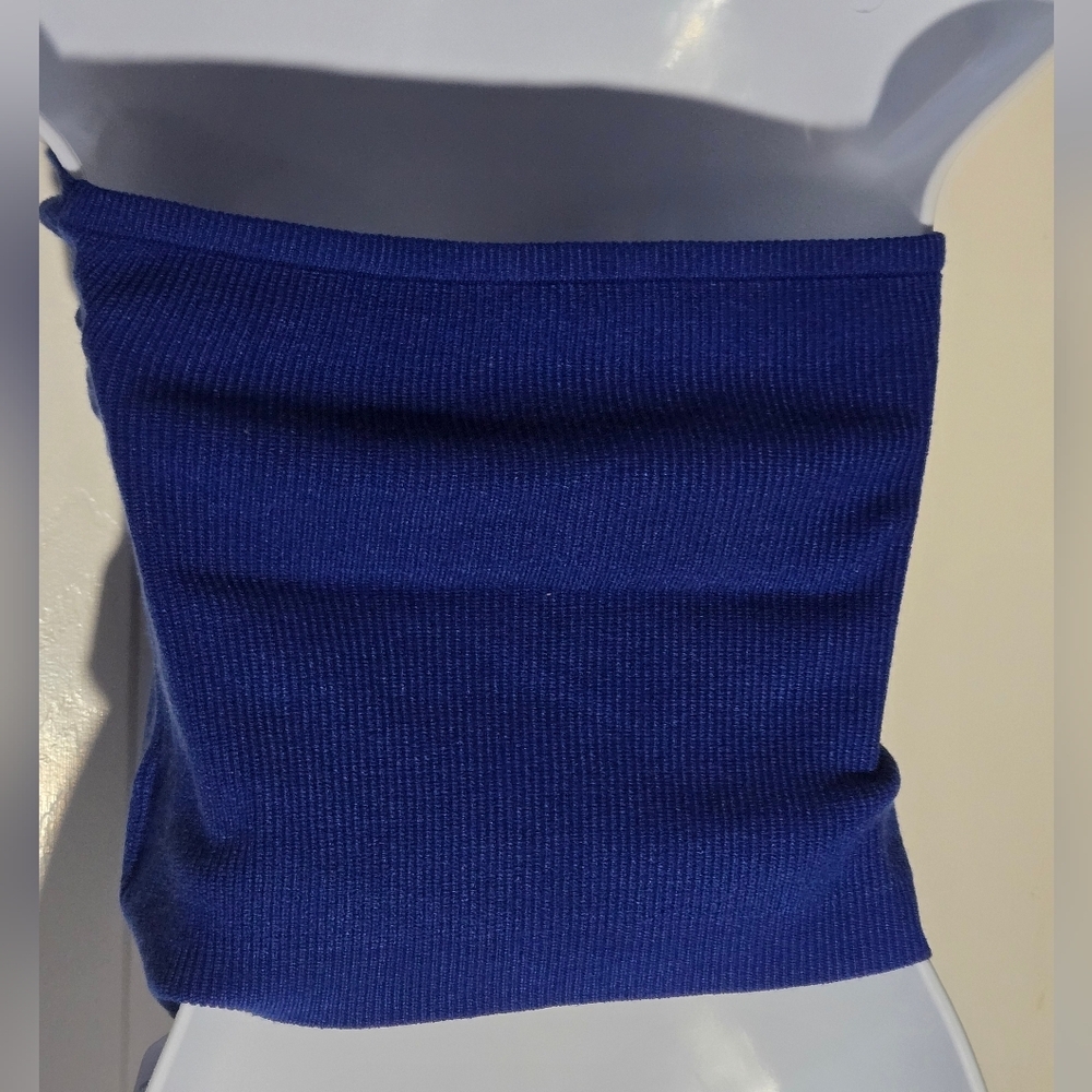 EFAN Tube Top Cropped Sleeveless Cut Out Twist Knot Front Bandeau Ribbed Knit - Picture 6 of 9